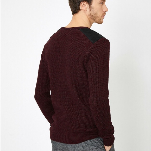 Koton Men’s Bordeaux Shoulder Patch Sweater XL - Picture 4 of 4